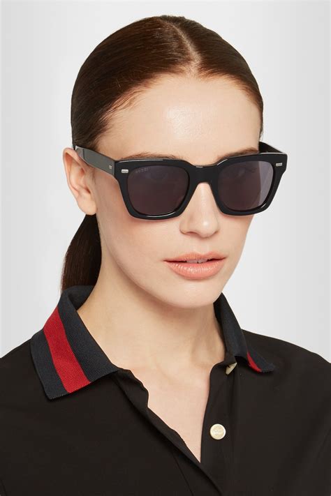 Squared frame sunglasses in black acetate 